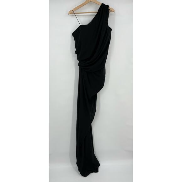 L'Academie by Marianna | NWT Morgane Gown Black Asymmetric One Shoulder Maxi L - Picture 2 of 16